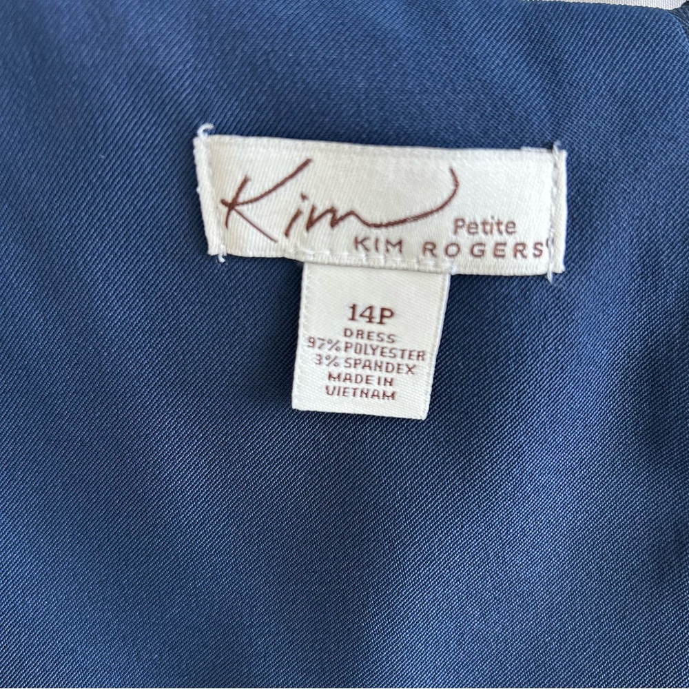 KIM ROGERS PETITE Women’s Sleeveless Sheath‎ Dress Navy Blue Pin-tuck Pleats 14P - Picture 6 of 10